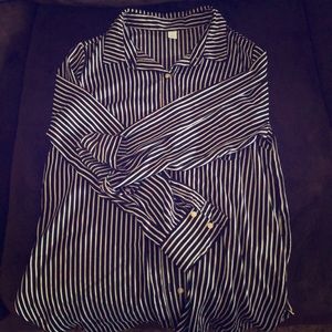 Black striped silk button up Old Navy